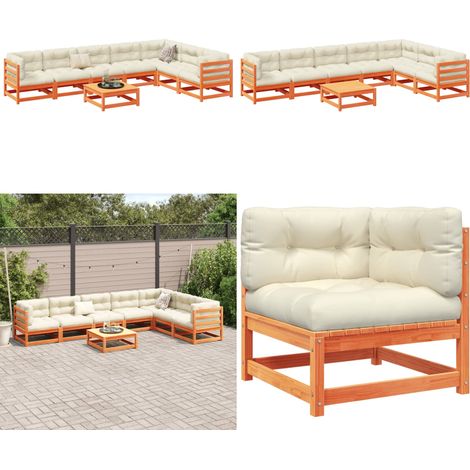 8-tlg. Garten-Sofagarnitur mit Kissen Wachsbraun Kiefernholz - Gartengestell - Gartenlounge - Kiefernholz Möbel - Gartenmöbelset - Esszimmergarnitur - Home & Living (1/5)