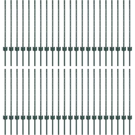 vidaXL Poteau de clôture enchâssé 44 pc Vert 120 cm