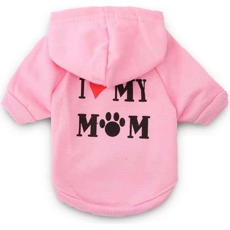 Vêtements pour chiens - Sweat à capuche imprimé « J'aime ma maman » - Sweat-shirt chaud pour chiot (1/5)