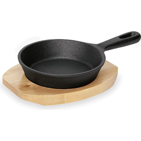 Mini poêle de service fonte et support bois Ø 13 cm H 3,5 cm IRON DINING - Was Germany