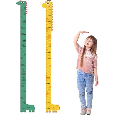 2 tablas de crecimiento de dinosaurios bebés, 180 x 13,8 cm, regla colgante para colgar en la pared (1/5)