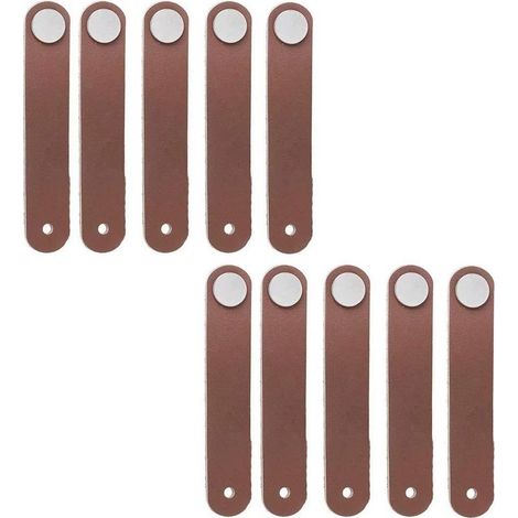 Lot de 10 poignées de porte de tiroir rétro en cuir, à un trou, pour armoire, penderie, porte-documents, valise, cave à vin, boîte en bois, coffret cadeau, boîte à chaussures, accessoires de meubles ( (1/5)