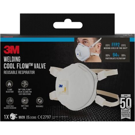 Masque FFP2 avec vanne anti-exhalation pour fumées de soudage 3M