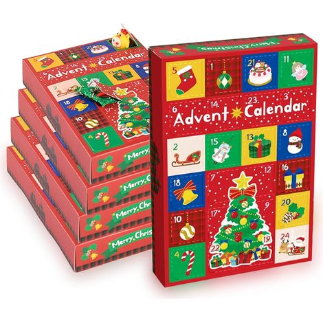 Calendrier de l'Avent de Noël à faire soi-même, 5 coffrets cadeaux de calendrier de l'Avent 2025 avec 24 fenêtres vides, ensemble de calendrier de l'Avent à faire soi-même pour décoration de porte et  (1/5)