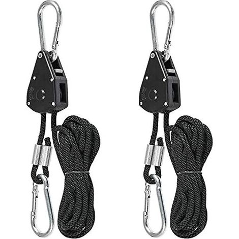 Ratschenseile mit Haken, Ratschenseilrolle, verstellbares Ratschenseil, robustes Ratschenseil zum Aufhängen von Lampen, Pflanzen, Wachstum, Beleuchtungsschlingen, 2 Stück