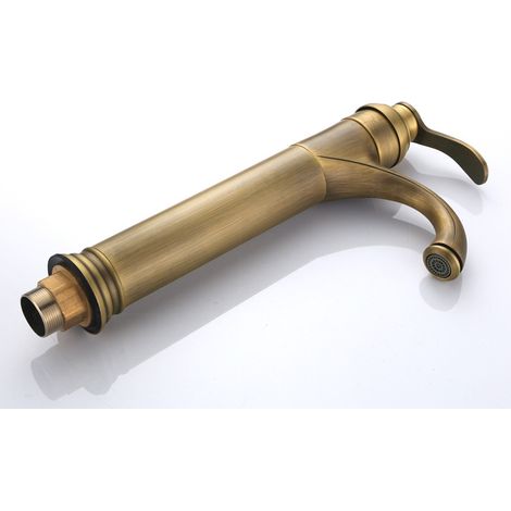 Robinet de salle de bain ancien vintage - robinet d'eau chaude et froide tout en cuivre - robinet vintage peint en cuivre antique - 1 pièce. (1/5)