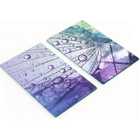 Tablas de cocina de vidrio templado con dise帽o de flor de diente de le贸n, 2x30x52 cm