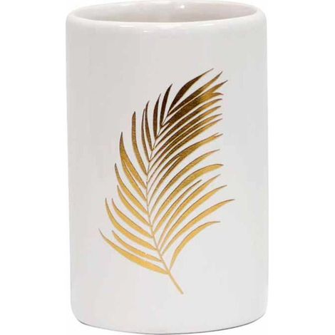 Gobelet Salle de Bain Imprimé "Orbella" 11cm Blanc (1/3)