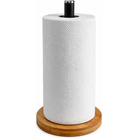 Kitchen paper roll holder - Kitchen paper holder - With bamboo base and modern style (1/4)
