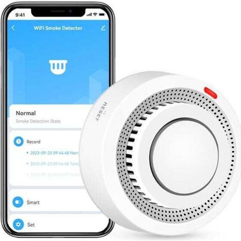 Détecteur De Fumée Intelligent Wi-Fi, Alarme Incendie, Alarme De Fumée Sans Fil Domestique Avec Notification Par Application (1/5)