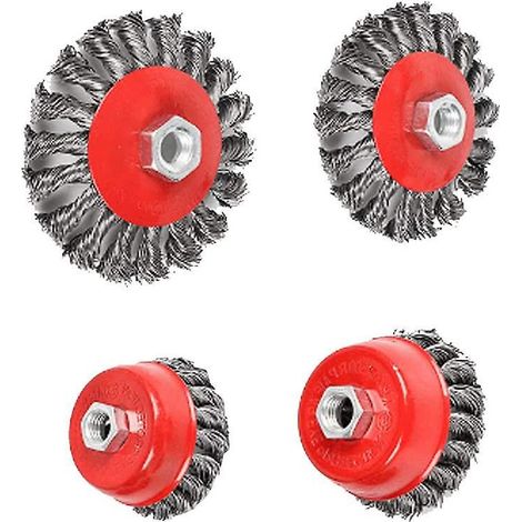 Kit de 4 brosses métalliques à nœud torsadé pour meuleuse d'angle de 115 mm (1/5)