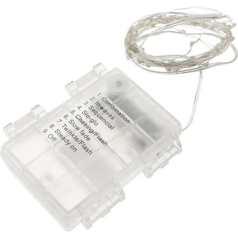 PrimeMatik - Lumières de bande décorative IP44 50 LED et 8 fonctions de batterie blanc chaud 3 m (1/5)