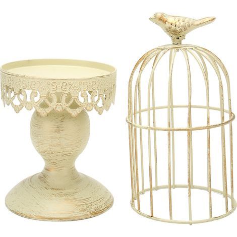Porte-bougie Cage à Oiseaux Vintage - Support Bougeoir Métal Décoratif pour Table et Décoration Intérieure (1/5)