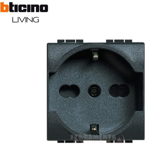 BTICINO Presa 2P+T 16A 250Vac Standard Tedesco Livinglight Antracite