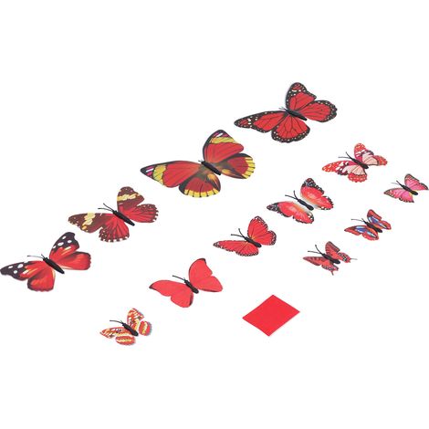 12 papillons 3D autocollants muraux colorés, déco DIY artistique pour chambre, stickers muraux en relief, set de 12 pièces (1/5)
