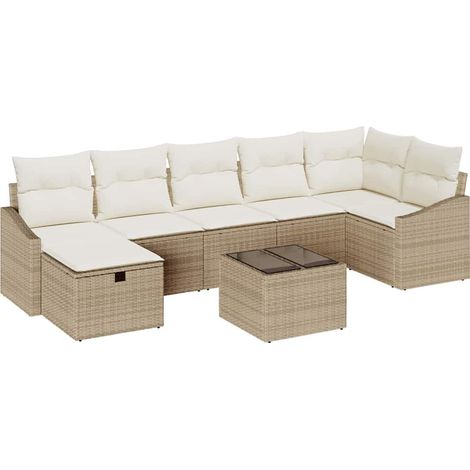 Ensemble de Canapés avec coussin 7 pcs Divan de jardin polyrotin (1/5)
