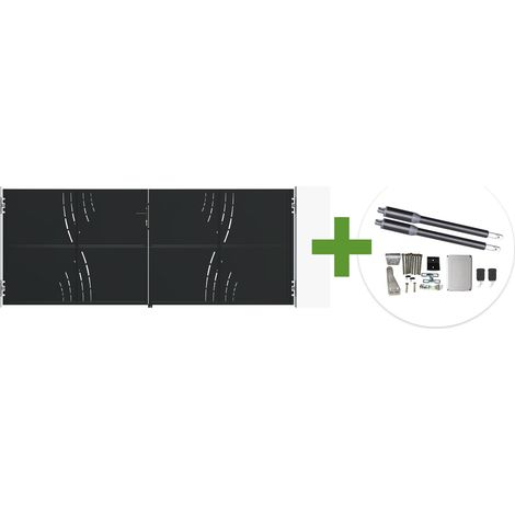 Portail battant acier noir mat 3,5m NALI VELETA H.140cm + moteur Ranger B150 (1/5)