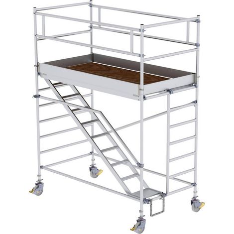 Günzburger Steigtechnik Echafaudage roulant 1,35 x 2,45 m avec accès incliné Hauteur de plate-forme 2,35 m - 167110 (1/2)