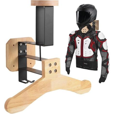 Support Casque Moto, Porte Casque Moto Mural pour Accrocher Le Casque et la Veste de Moto au Mur, Support Mural pour Gilet Tactique