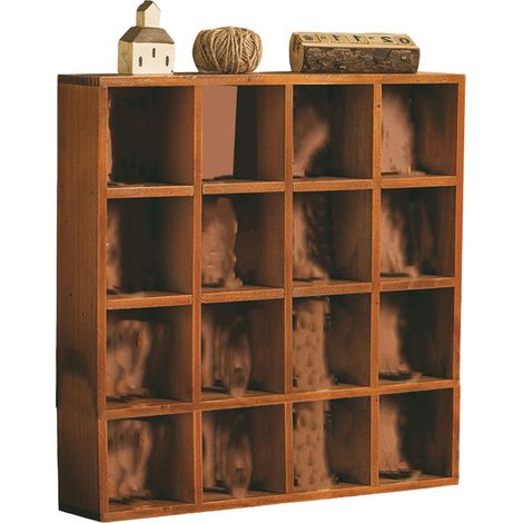 Présentoir mural en bois rétro pour figurines, étagère de collection 16 cases pour chambre et salon (1/5)