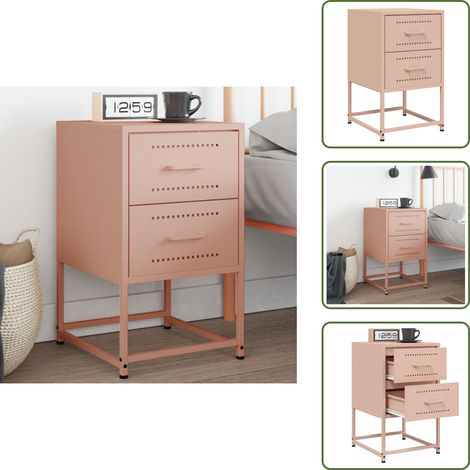 Table de chevet rose 36x39x60,5 cm acier - Table De Chevet Industrielle - Table De Nuit Rose - Meuble De Chambre - Armoire De Chevet - Rangement Salle De Chambre (1/5)