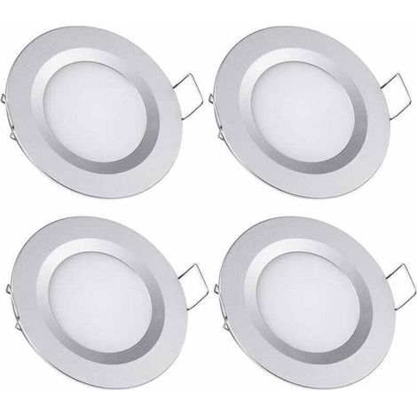 Faretti LED da incasso a luce bianca calda - Confezione da 4 - 12V - 3W - 3200K - Foro di incasso 58-65mm - Argento - Dimmerabili (1/4)