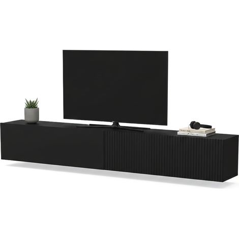 Mobile Porta tv Sindia, un Ripiano, Modulabile, Apertura a Ribalta, 200x29.8x30.5h cm Nero Antracite