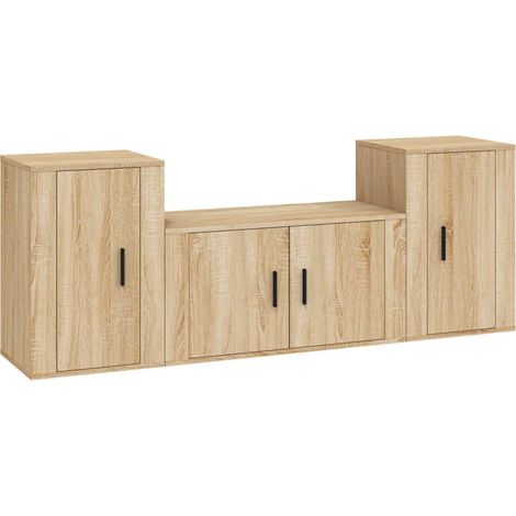 Maison Exclusive - 3-tlg. TV-Schrank-Set Sonoma-Eiche Holzwerksto