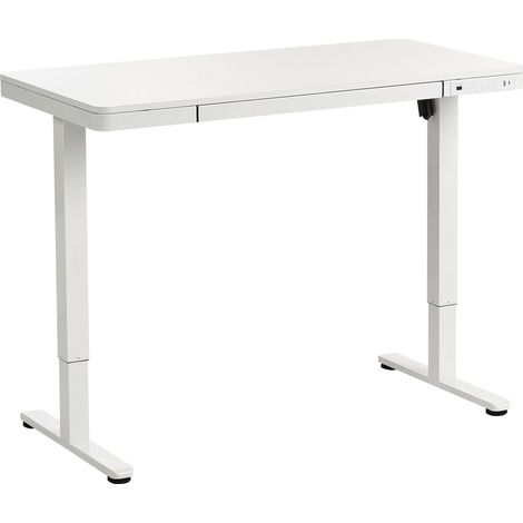 Schreibtisch elektrisch höhenverstellbar PENLY Weiß 120 cm 60 cm mit USB-Anschluss