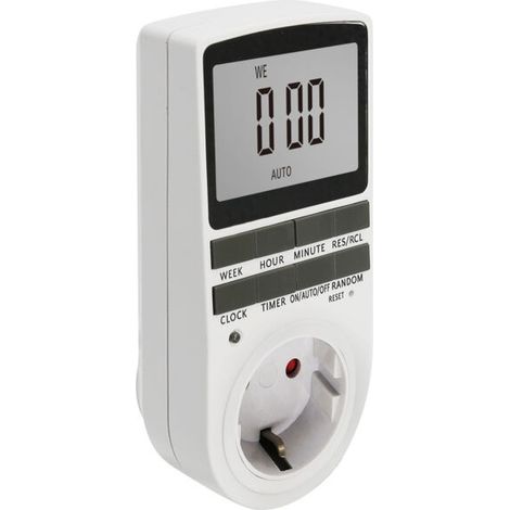 Conector para temporizador, temporizador digital semanal de 24 horas, conector para temporizador LCD con 16 programas de temporizador, temporizador de cuenta regresiva semanal con protección contra ma (1/2)