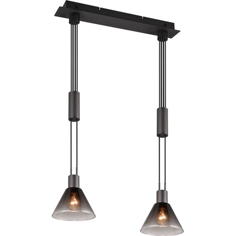 Suspension 2xe27 verre fume noir mat - 55 cm - trio - stanley 82138257 82138257 82138257 82138257 82138257 82138257 82138257 82138257 (1/5)