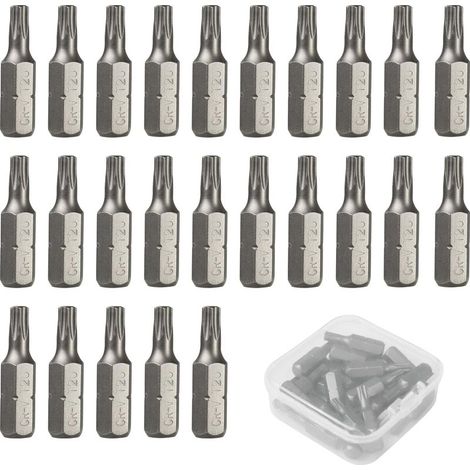 Jeu de 25 embouts de tournevis de 25 x 25 mm – Embouts de tournevis compatibles avec les tournevis et les perceuses, idéaux pour le bricolage, les réparations et les travaux ménagers (T20) (1/5)