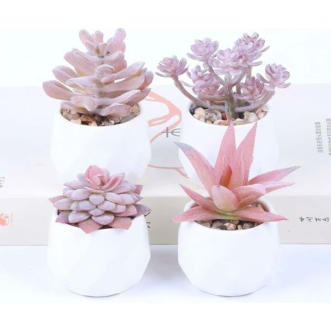 4 Pcs Plantes Succulentes Artificielles Mignonnes de Petite Taille, Fausses Fleurs et Plantes Vertes, Plantes Vertes Roses Plantes en Pot,pour Maison,Balcon,Salon,Bureau (1/5)