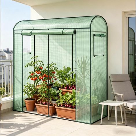 Invernadero 170x68x200 cm verde en polietileno y acero con ventilación 360° (1/3)