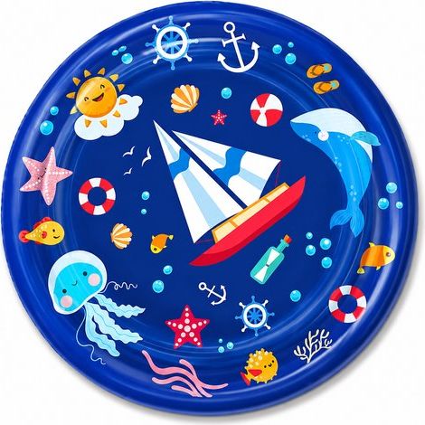 Tapis de jeu aquatique pour chats 65 cm, tapis sensoriel interactif auto-refroidissant et résistant aux rayures, jouet d'été pour chat, petit chien et lapin, bleu (1/5)