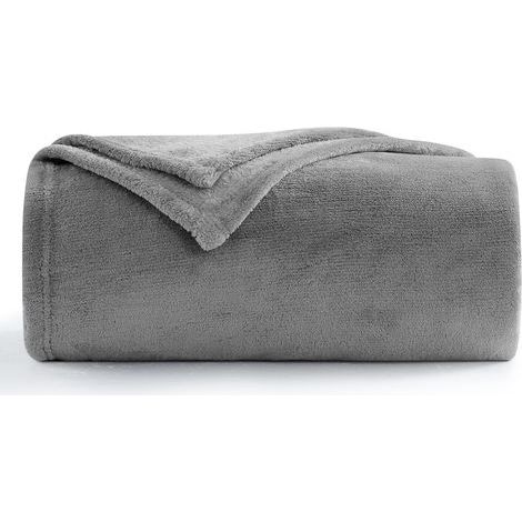 Plaid polaire gris 150x200 cm - Couverture douce et chaude pour lit ou canapé (1/5)