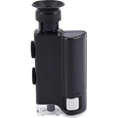 Microscope portable de poche avec zoom 200X-240X, lampe LED intégrée et loupe grossissante. (1/4)