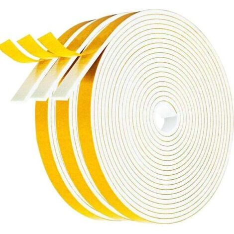 Joint Porte Isolation, Bande de Joint d'Étanchéité en Caoutchouc 6mm(L) X 1.5mm(H), Mousse Adhesive, Calfeutrage Fenetre pour Preuve de Collision, Anti-Froid, Antichoc (5M X 3 Rouleaux)
