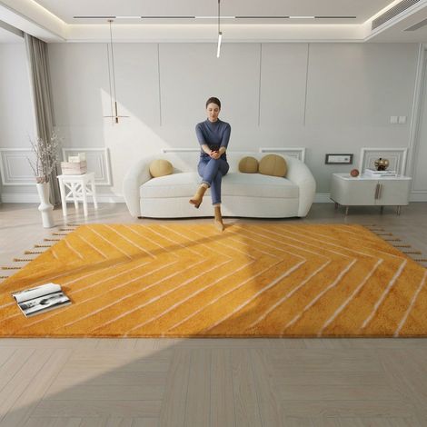 Tapis en laine Tuscan Sun - Tapis en laine - 230x160cm, Rectangular - 100% Laine vierge - Tufté main - Or