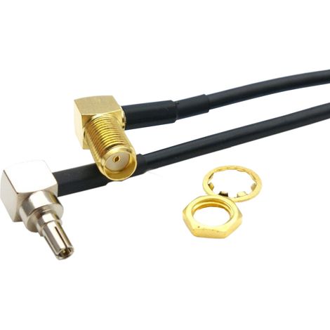 Cavo di collegamento con spina CRC9 / presa SMA angolata da 15 cm RG174 (1/3)