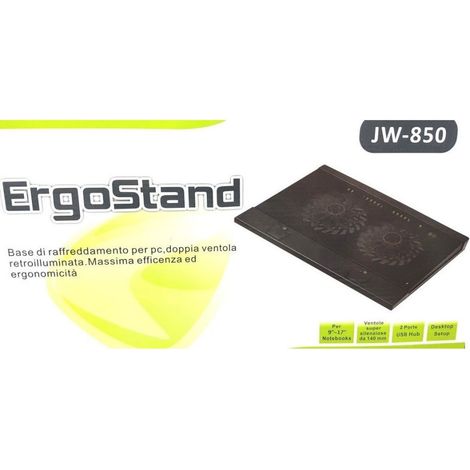 TrAdE Shop Traesio - Tekone Jw-850 Base Stand Ventola Raffreddamento Notebook Portatile 2 Usb -
