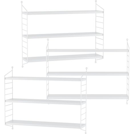 Juego de 3 estantes de pared modulares de 3 niveles 50 x 60 x 15 cm blanco 030007107 (1/4)