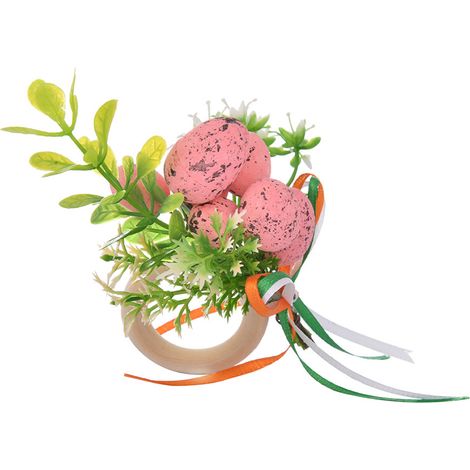 Bague de serviette décorative de table, modèle élégant de feuilles florales multicolores, bois et mousse, diamètre interne 4.5cm (1/5)