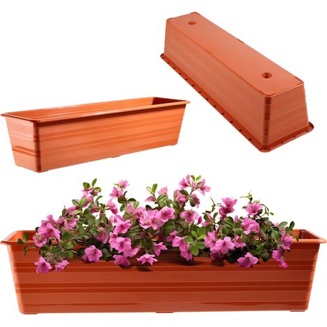 KADAX Blumenkasten aus Kunststoff, Terracotta, 60 cm