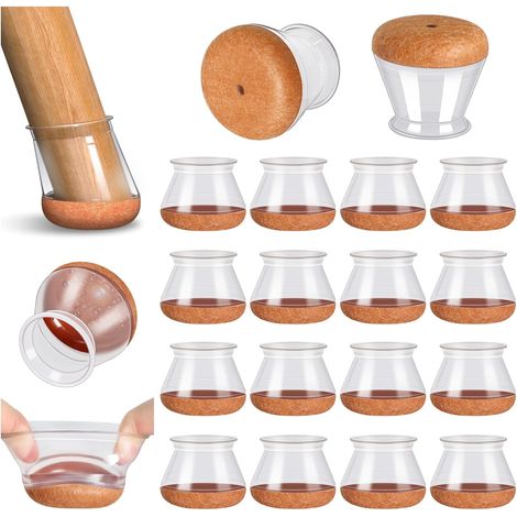 Protection Pied de Chaise, Patins pour Chaises en Silicone avec Feutre épaissi, 16 pièces Transparent Petit Patin de Chaise Protections Tampon de Sol, réduire Les Rayures (1/5)