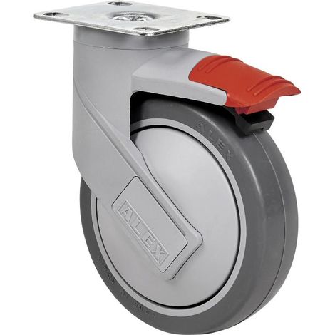 rueda giratora placa freno 10hcfd125cp-pgaisb goma gris eje bolas (1/2)