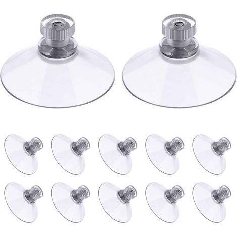 Ventouse a visser, 12 Pièces 50mm Ventouses Transparentes avec Filetage, Extra Fortes PVC Plastique Suspension Rideau Isolant Ventouse pour Camping Car, Fenêtre, Salle de Bain, Van (1/5)