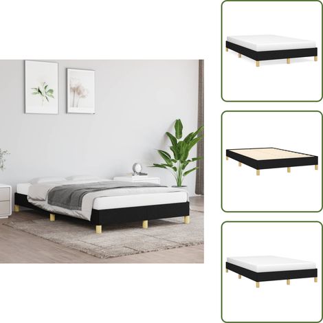 Bettgestell ohne Matratze Schwarz 120x190 cm Stoff - Bettrahmen - Doppelbett - Boxspringbetten - Lattenrost - Massivholzbette (1/5)