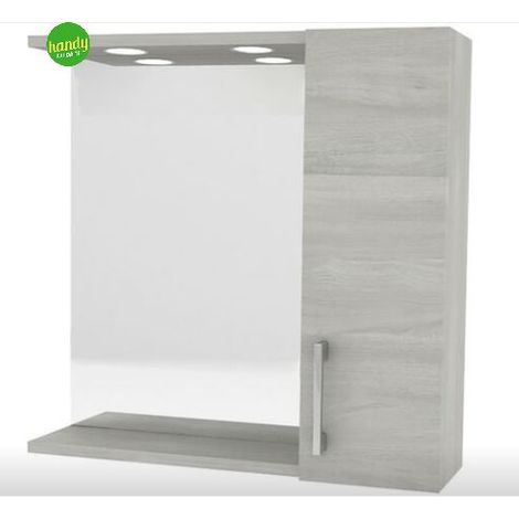 SPECCHIERA DA BAGNO PENSILE SINGOLO cm 58 x 16 x h.57 - rovere grigio (1/10)