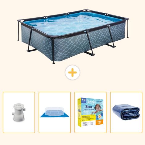 Exit-toys Piscine Exit Rectangulaire - Effet Pierre - 300x200x65 cm - 5-pièces  S245 (1/5)